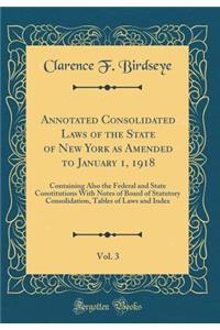Annotated Consolidated Laws of the State of New York as Amended to January 1, 1918, Vol. 3