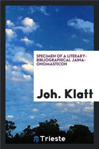 Specimen of a Literary-Bibliographical Jaina-Onomasticon