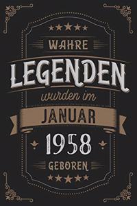 Wahre Legenden wurden im Januar 1958 geboren: Vintage Geburtstag Notizbuch - individuelles Geschenk für Notizen, Zeichnungen und Erinnerungen - liniert mit 100 Seiten