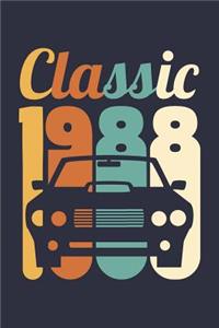 Blank Lined Journal, Diary, Planner, Notebook for 31 Year Old - Vintage 1988 Diary - Mens Car Journal - 31st Birthday Gift