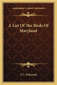 List of the Birds of Maryland