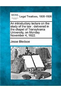 Introductory Lecture on the Study of the Law