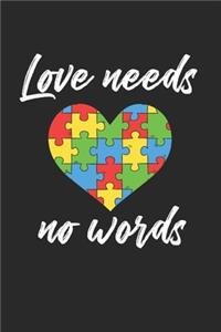 Love Needs No Words Notebook - Down Syndrome Awareness Journal Planner Autism