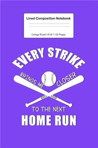 Lined Composition Notebook College Ruled: For Home Run Baseball Gift I 120 Lined Pages for Writing, School & Studying I Bullet Planer, Diary, Sketch Paper I Planner Book For Adults or Teens