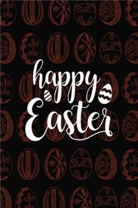 Happy Easter Notebook, Blank Write-in Journal, Dotted Lines, Wide Ruled, Medium (A5) 6 x 9 In (Black)