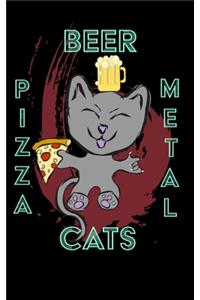 Pizza Beer Cats Metal - 6 x 9 Blank Lined Notebook