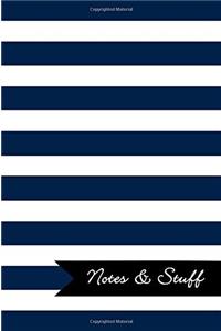 Notes & Stuff Lined Notebook With Sapphire Blue Striped Pattern Cover