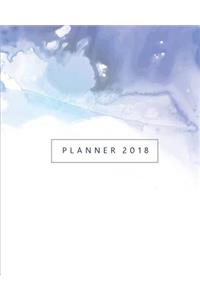 2018 Monthly and Daily Planner: Blue and White Marble Design and inside has graph paper Calendar Schedule Organizer and Journal Notebook for passion/goal setting/happiness/gratitud