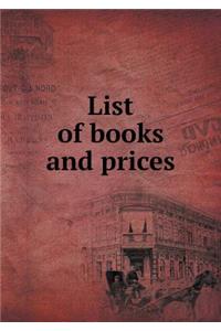 List of Books and Prices