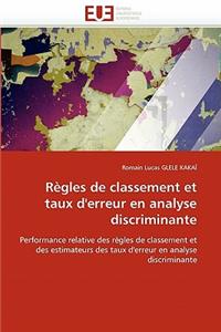 Règles de classement et taux d'erreur en analyse discriminante