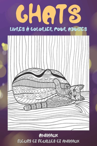 Livres à colorier pour adultes - Fleurs et feuilles et animaux - Animaux - Chats