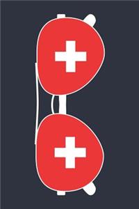 Switzerland Notebook 'Switzerland Sunglasses' - Holiday Planner - Swiss Flag Diary - Switzerland Travel Journal