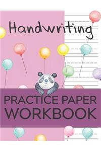 Handwriting Practice Paper Workbook