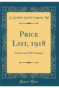 Price List, 1918