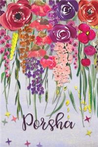 Porsha: Personalized Lined Journal - Colorful Floral Waterfall (Customized Name Gifts)