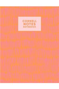 Cornell Notes Notebook: College Ruled Cornell Method Note-taking Paper for Students and Professionals with Colorful Pink and Orange Abstract Lines Cover Design