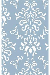 Blue-Gray Damask - Lined Notebook with Margins - 5x8