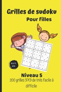 Grilles de sudoku pour filles - niveau 5 - 200 grilles 9X9 de très facile à difficile