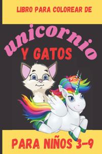 Libro para colorear de unicornio y gatos para niños 3-9