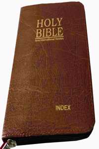 NIV Mini Compact Bible Thumb index/ZIP Brown (Red Letter) Contains Old and New Testament BSI