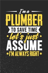 I'm A Plumber To Save Time Let's Just Assume I'm Always Right