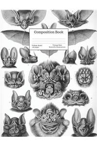 Composition Book College-Ruled Vintage Bats Scientific Illustrations