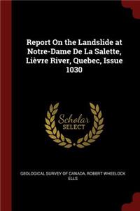 Report on the Landslide at Notre-Dame de la Salette, Lièvre River, Quebec, Issue 1030