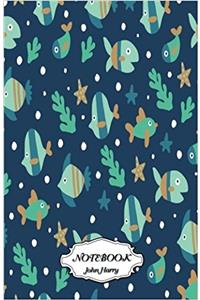 Notebook Dot-grid Fish Coral Pattern