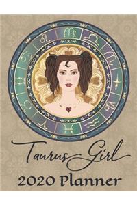 2020 Weekly Planner - Taurus Girl: Astrology Zodiac Woman 12-Month Large Print Letter-Sized A4 Schedule Organizer by Week Cornell Notes Monthly Calendar Designed in USA