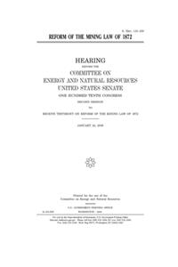 Reform of the Mining Law of 1872