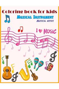 Musical Instrument musical notes Coloring book for kids