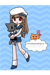 Anime Sailor Girl Wide Ruled Composition Books/ Notebooks