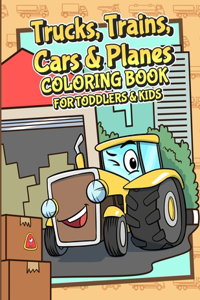 Trucks, Trains, Cars, and Planes Coloring Book