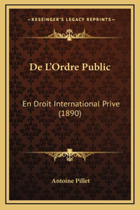 De L'Ordre Public