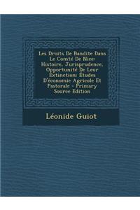 Les Droits de Bandite Dans Le Comte de Nice