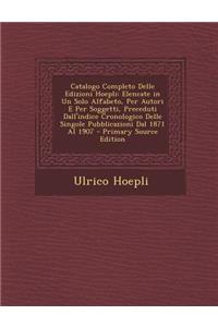 Catalogo Completo Delle Edizioni Hoepli