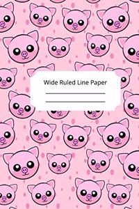 Cute Baby Pig Theme Wide Ruled Line Paper