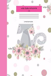 Wide Ruled Notebook Cat Composition Book