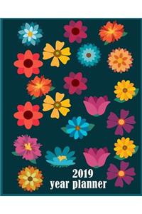 2019 year planner: 2019 Planner: Calendar Schedule Organizer and Journal Notebook With Inspirational Quotes And Floral Cover