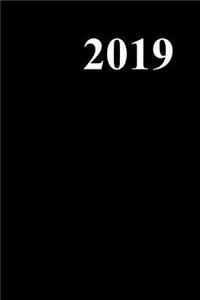 2019 Daily Planner Black Color Simple Plain Black 384 Pages