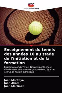 Enseignement du tennis des années 10 au stade de l'initiation et de la formation