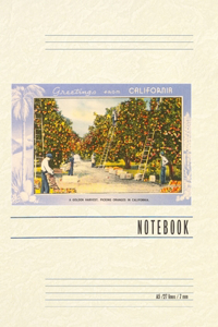 Vintage Lined Notebook Greetings from California, Orange Grove
