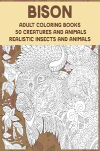 Adult Coloring Books Realistic Insects and Animals - 50 Creatures and Animals - Bison