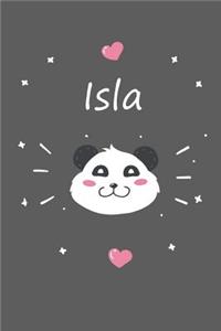 Isla: A cute personalized panda notebook/ diary for girls and women, with 100 lined pages in 6x9 inch format. Personal Diary Personalized Journal Customiz