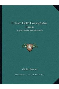 Testo Delle Consuetudini Baresi