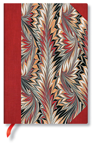 Paperblanks Rubedo Cockerell Marbled Paper Hardcover MIDI Unlined Elastic Band Closure 144 Pg 120 GSM
