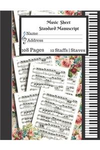 Music Sheet Standard Manuscript -108 Pages 12 Staffs - Staves