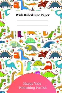 Cute Dinosaur Theme Wide Ruled Line Paper