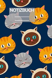 Notizbuch A5 Muster Zeichnung Katze Katzen Cat Cats Haustier Pet