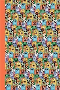 Journal: Doodle Monsters (Orange) 6x9 - Graph Journal - Journal with Graph Paper Pages, Square Grid Pattern